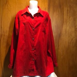 Sag Harbor Women’s Red  Long Sleeve Button Down Shirt 24W